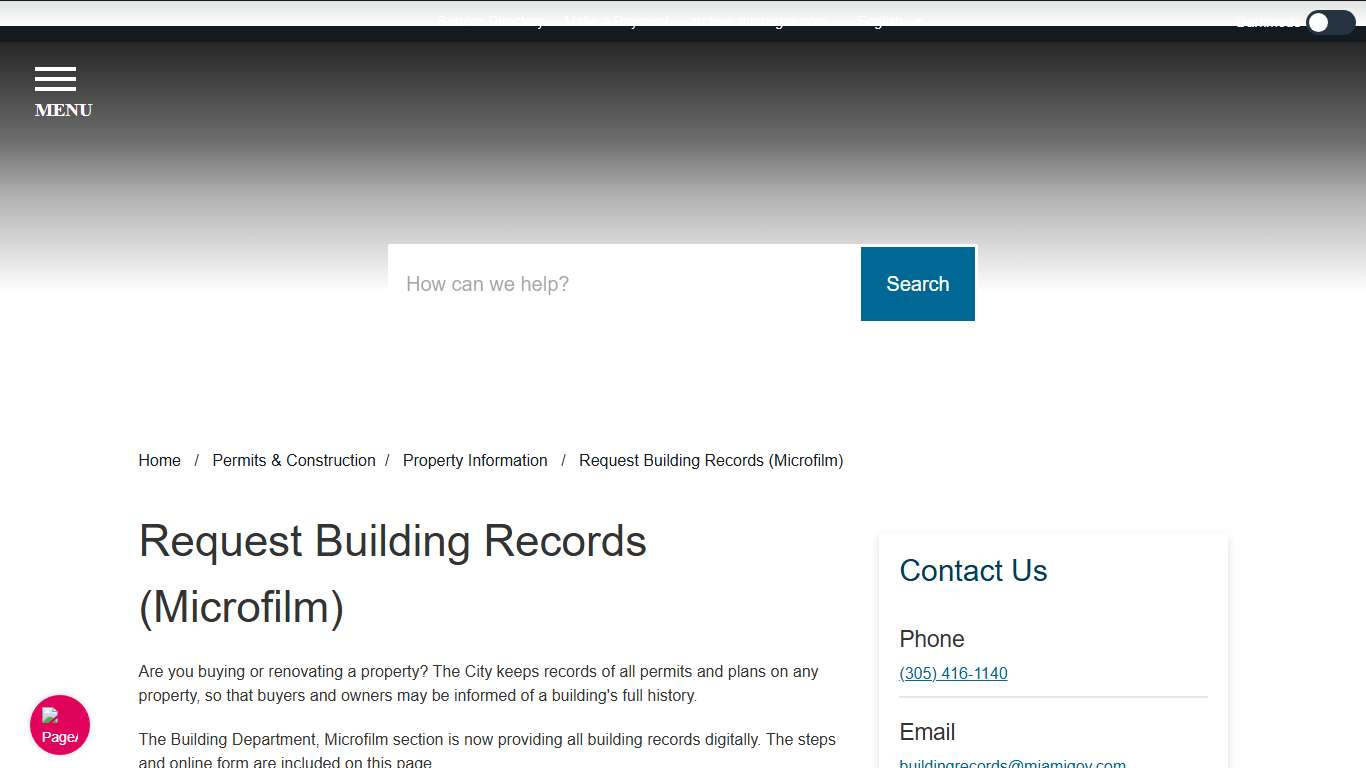 Request Building Records (Microfilm) - Miami