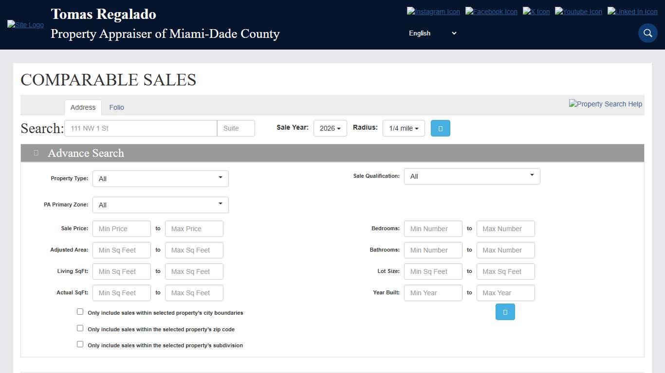 Miami-Dade Comparable Sales