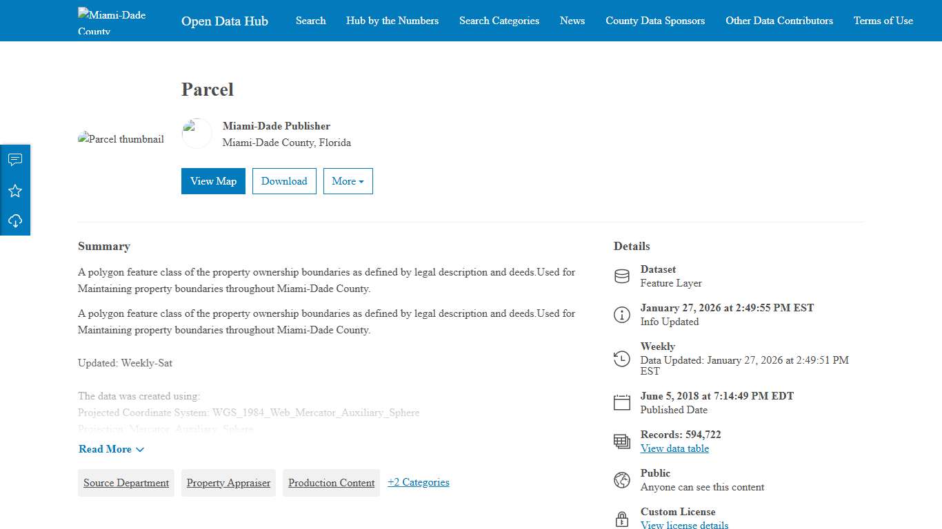 Parcel Open Data Hub Site